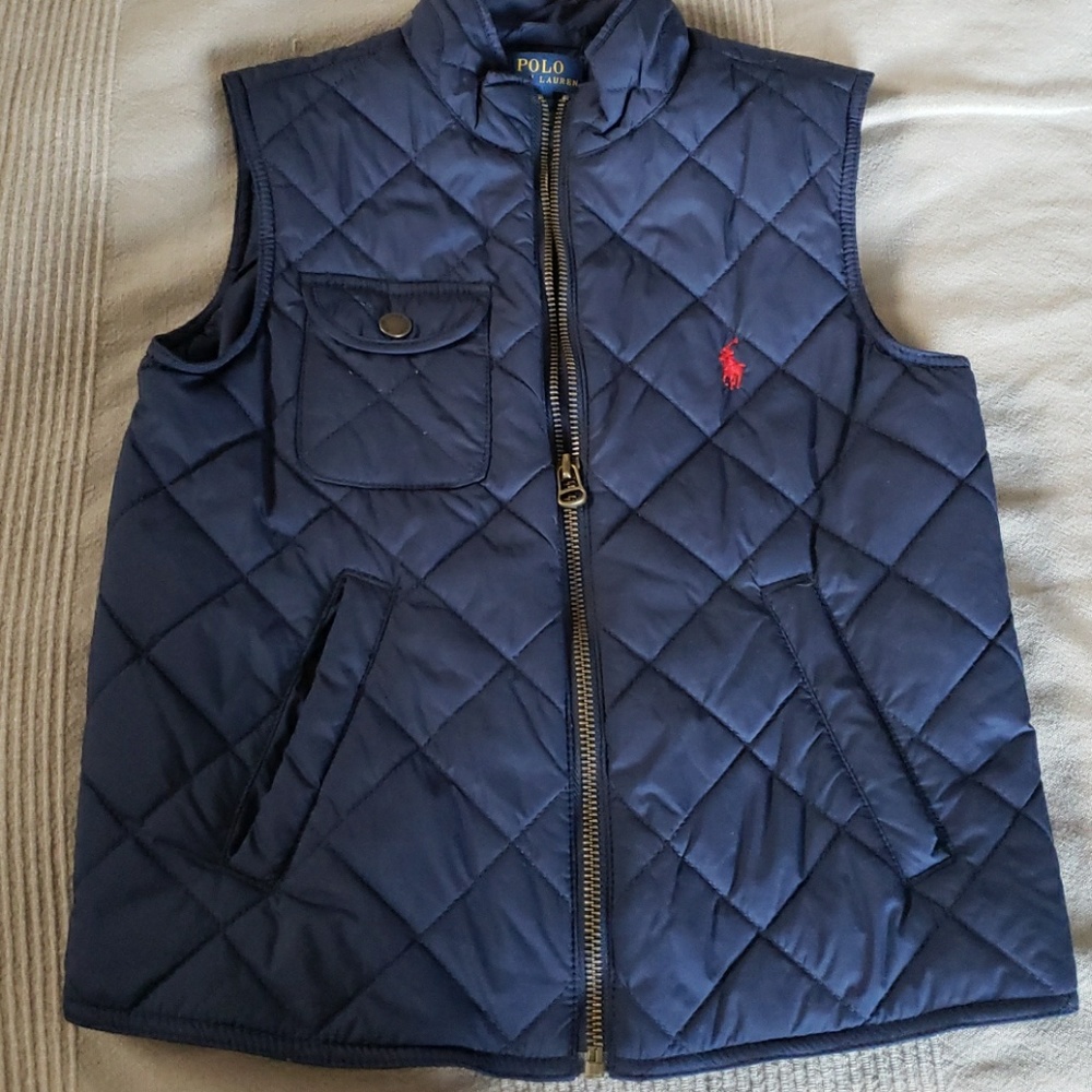 Like new boys navy Polo quilted vest